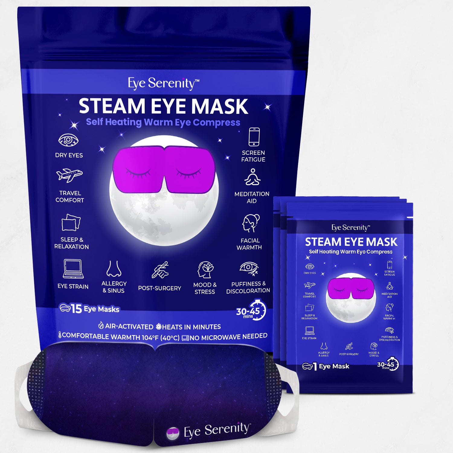 Self-Heating Steam Eye Mask for Eye Strain, Sleep, Dry Eye (30 masks)